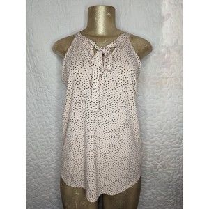 NWT Size XS Adrianna Papell Polka Dot Tie Neck Sleeveless Blouse. 54023